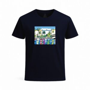 Camiseta unisex azul marina diseño "Mogán" algodón orgánico