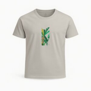 Camiseta unisex gris, diseño "Plataneras" algodón orgánico