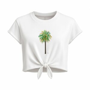 Top blanco diseño "Palmera Canaria " algodón orgánico