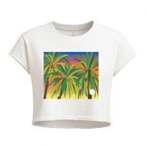 Top blanco, diseño "Estampado de Palmeras" algodón orgánico