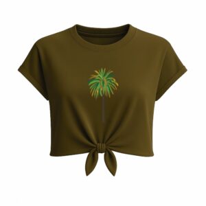 Top verde, diseño "Palmera Canaria" algodón orgánico