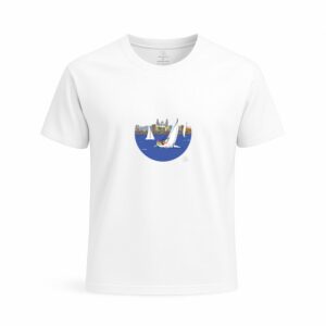 Camiseta blanca unisex, diseño "Vela Latina Canaria" algodón orgánico