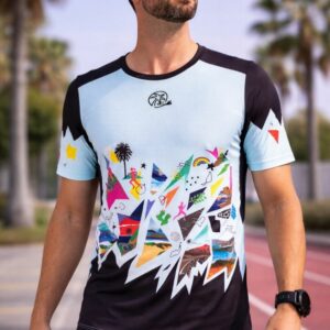 Camiseta técnica unisex Reflejos vista frontal en hombre