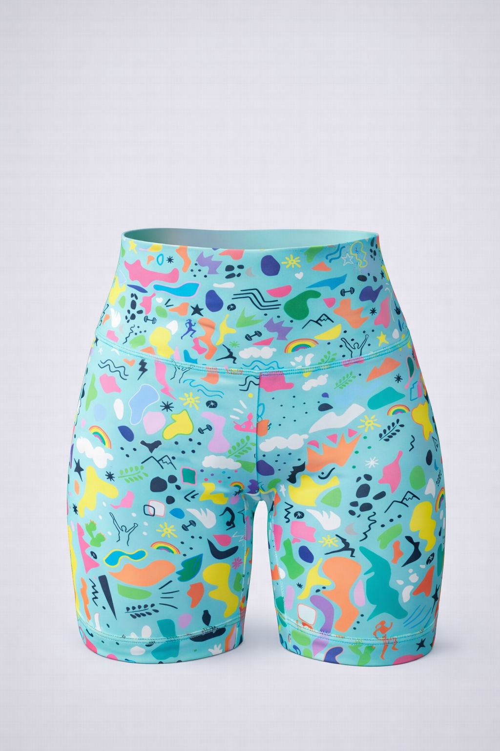 leggings-corto-equilibrio-3d-delantera Leggings corto Equilibrio vista frontal en imagen 3D sin modelo con diseño deportivo estampado.