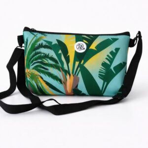 Bolso neceser reversible con diseño de plataneras y correa ajustable