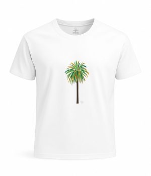 camiseta palmera canaria blanca algodón orgánico