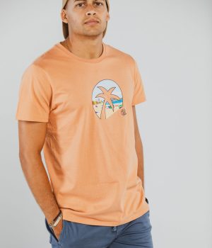 camiseta hombre naranja Playa de Las Canteras algodón orgánico 4