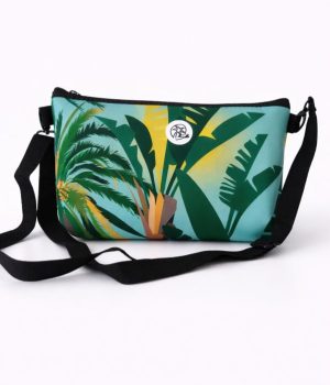 Bolso neceser reversible con diseño de plataneras y correa ajustable