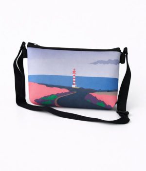 Bolso neceser reversible Sardina del Norte con diseño del faro de Sardina