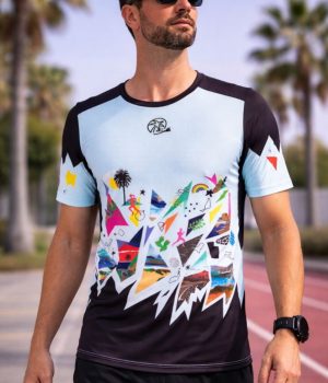 Camiseta técnica unisex Reflejos vista frontal en hombre