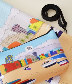 pack bolso neopreno + toallas waffle Las Canteras saradibujando