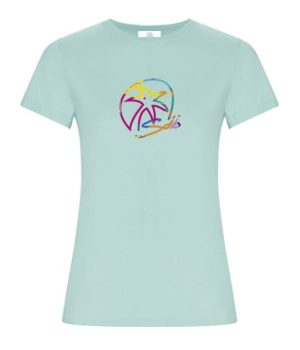 v camiseta mujer TURQUESA H logo de colores